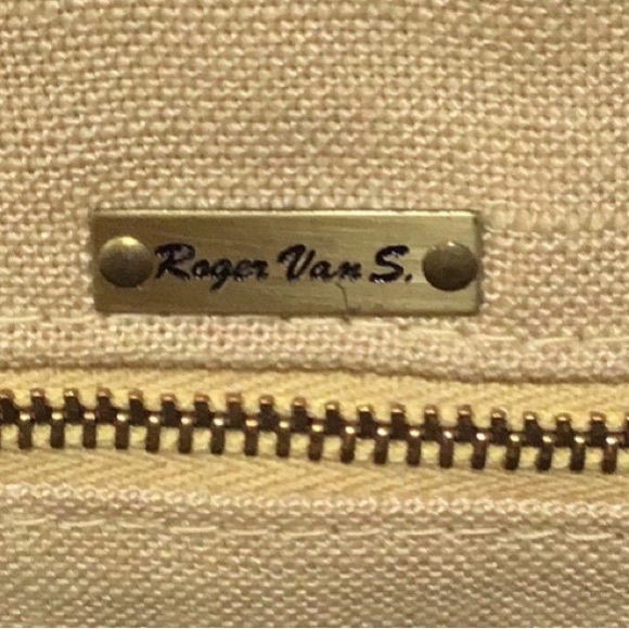 Vintage ROGER VAN S. Frame Kiss Lock Boho Paisley Print Handbag, Leather Handle - Picture 11 of 11